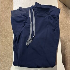 Figs Navy Jogger Pants with Gray Drawstring